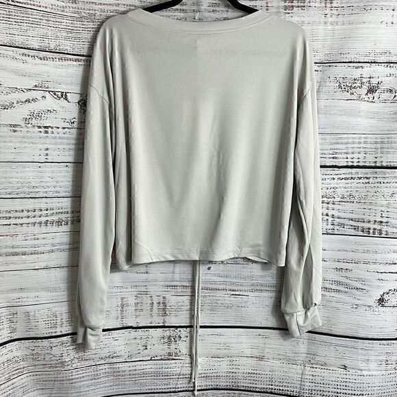 Elan Top Womens size Medium pull string V Neck Gray Stone pullover New - Picture 5 of 13